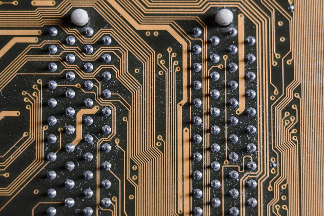 Close up photo of a printed circuit board