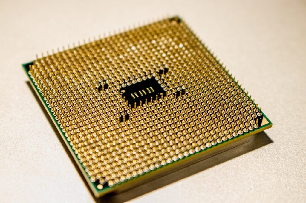 A gold-plated computer processor.