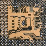 Close up of gold-plated circuit board