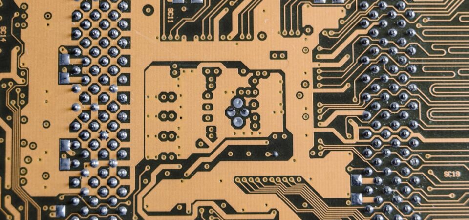 Close up of gold-plated circuit board