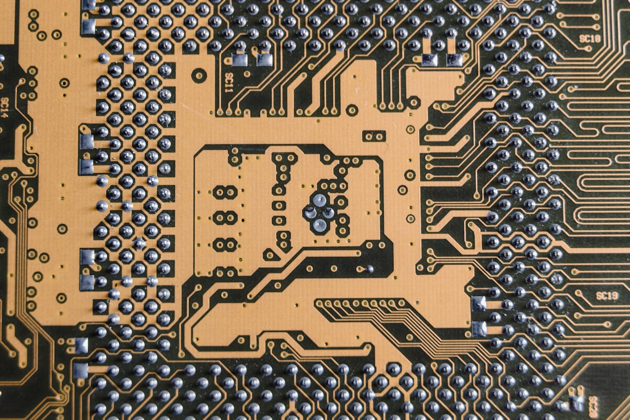 Close up of gold-plated circuit board