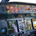 Close-up of an airplane’s dashboard