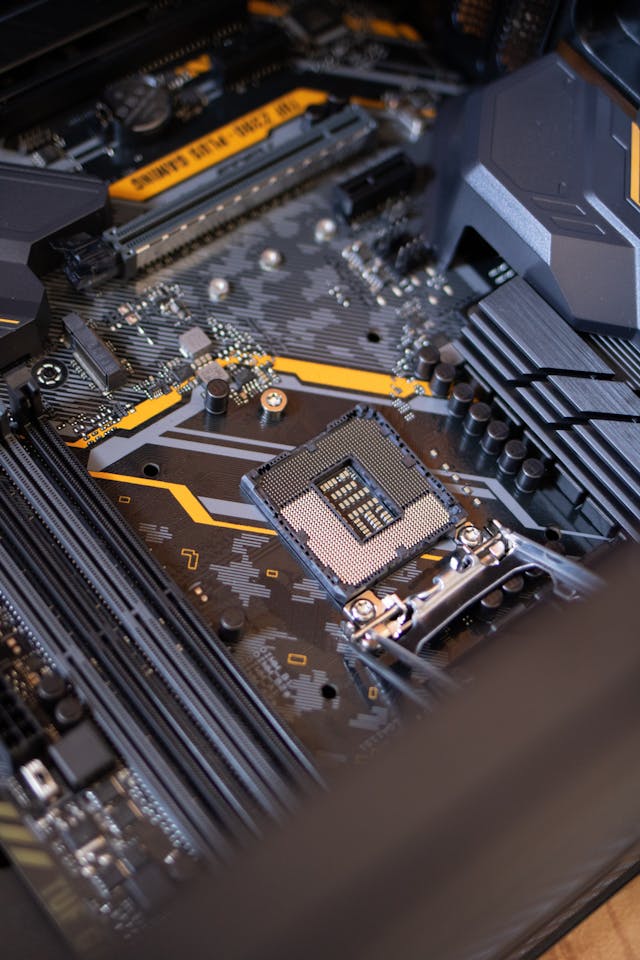 Close up of computer motherboard.