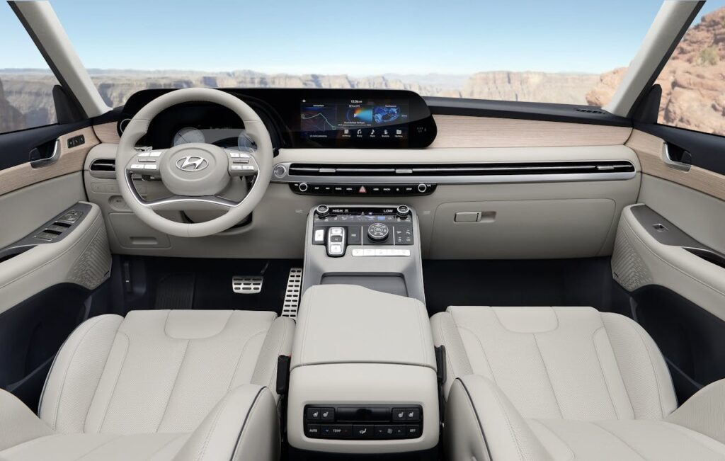 Interior of Hyundai Palisade showing advanced automotive electronics.