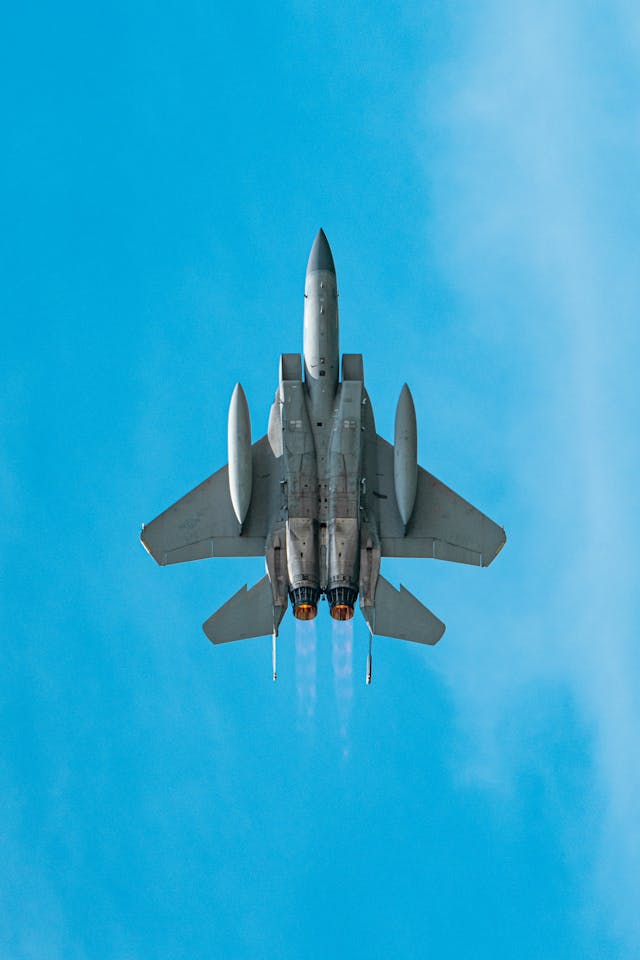 Fighter plane ascending.